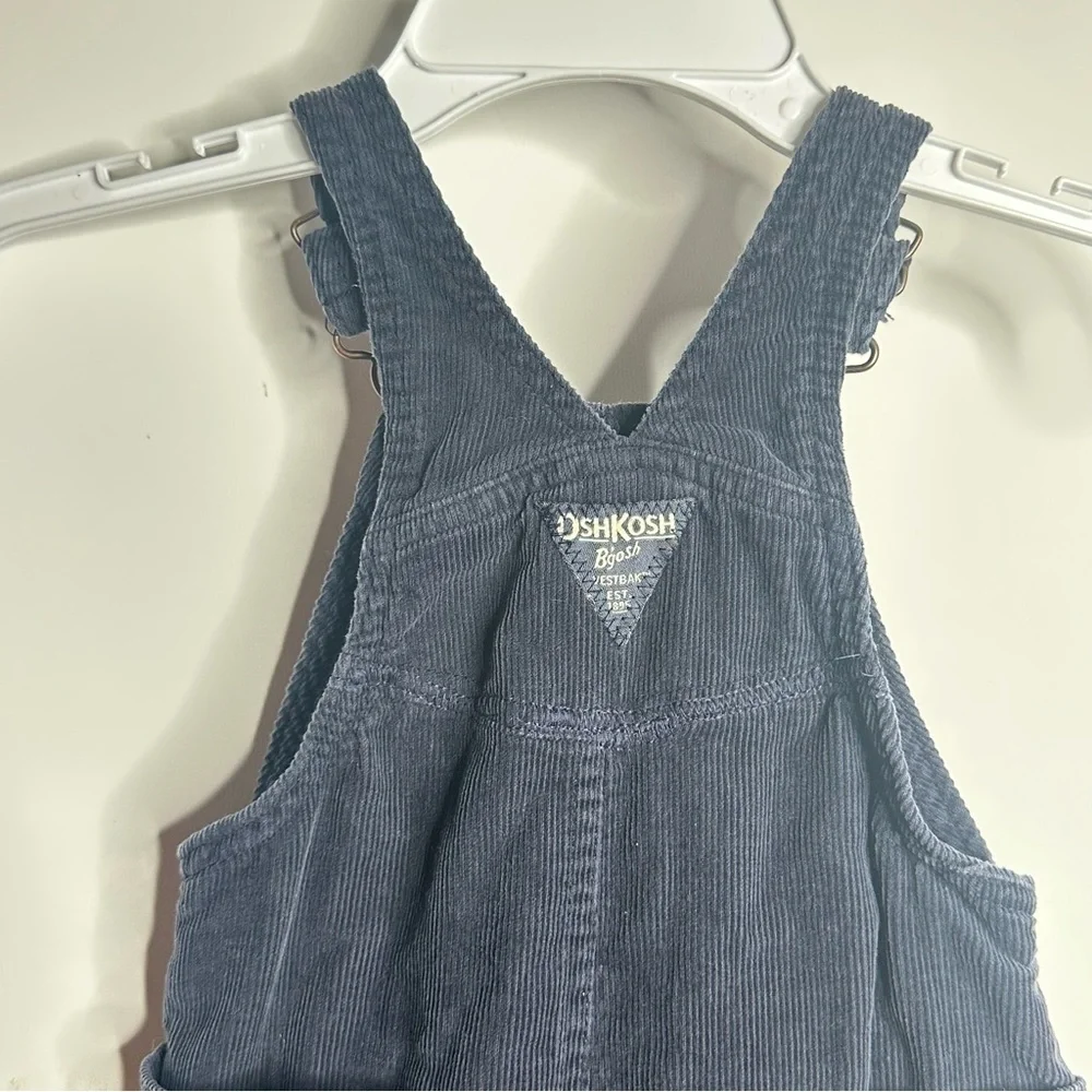 Oshkosh B'gosh Boys Jersey-Lined Corduroy Overalls Infant 12M Navy - Picture 4 of 7